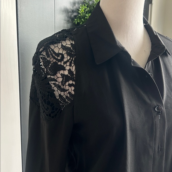 Alberto Makali M long sleeve Elegant Black Lace Shoulder Women's Top - Picture 3 of 8